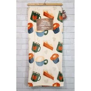 Pumpkin Kisses Harvest Wishes Plush Fall Pie Latte Cupcakes‎ Throw Blanket 60x70